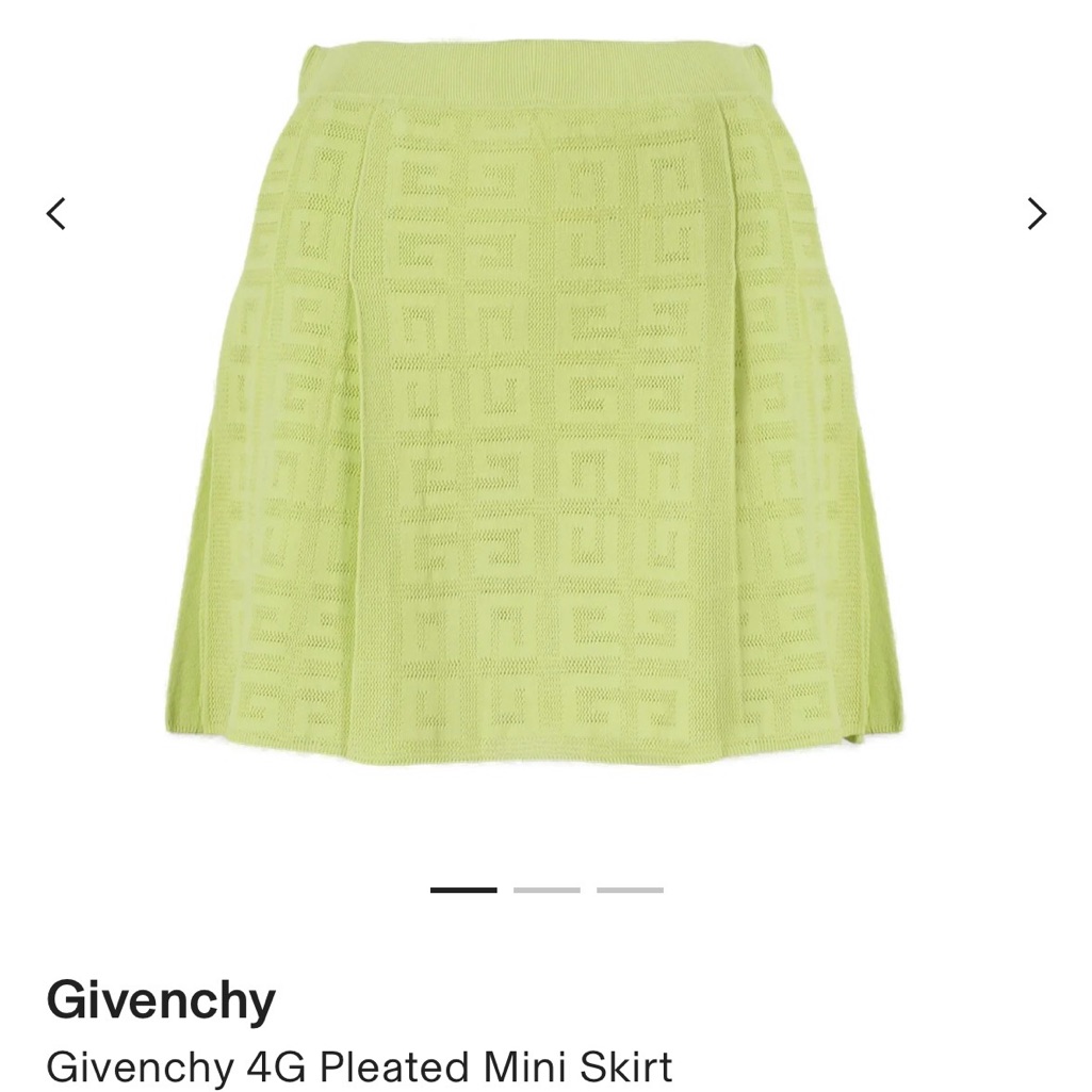 Givenchy Lime Green 4g Pleated Mini Skirt